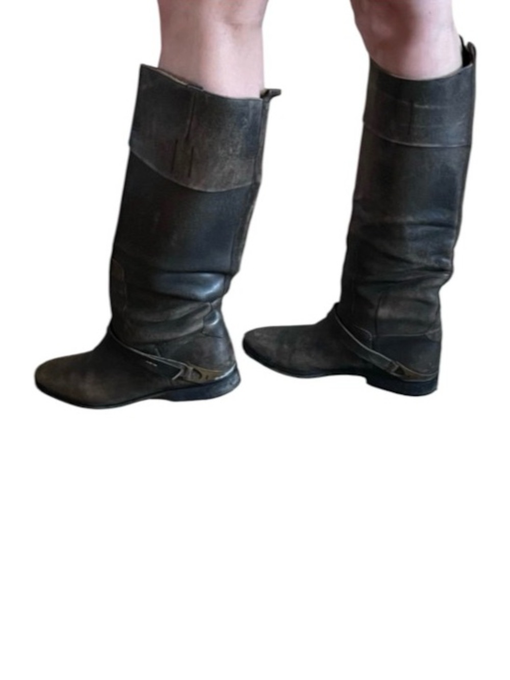 Golden Goose “Charlye” Distressed Brown Leather Riding Boots - Women’s Size 39
